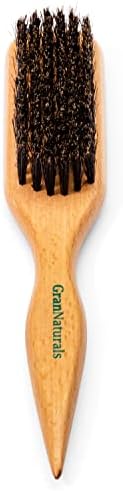 GranNaturals Boar Bristle Slick Back Hair Brush for Sleek Ponytail Bun & Smoothing Baby Hairs, Flyaways, Edge Control - Backcombing & Teasing Hairbrush with Wide Rat Tail for Sectioning & Parting GranNaturals