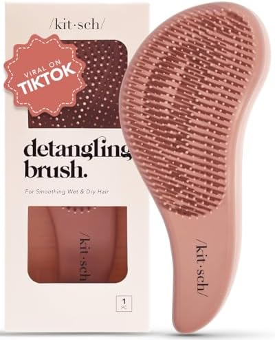 Kitsch Detangling Brush for Adults & Kids - Professional Wet & Dry Hair Detangler, No Pain, Tangle Free Flexible Bristles - Easy to Hold, Shower & Travel Hair Brush, Fits All Hair Types - Terracotta Kitsch