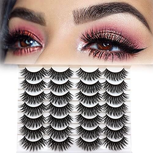 Losha Manga Lashes Fluffy Faux Mink Lashes 14 Pairs Natural False Lashes Pack Wispy Short Anime Lashes Look Like Individual Clusters (3D1009) Losha