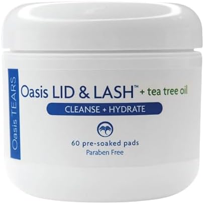 Oasis LID & LASH Eyelid & Lash Cleansing Pads, Contain tea Tree Oil & Hyaluronan, Daily Cleansing and Makeup Removal, Paraben Free, Cleanses & Hydrates Delicate Skin Around the Eyes (60 ct-pack of 2) Generic