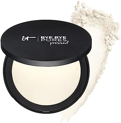 IT Cosmetics Bye Bye Pores Pressed Finishing Powder - Universal Shades - Contains Anti-Aging Peptides, Hydrolyzed Collagen & Antioxidants - 0.31 oz IT Cosmetics