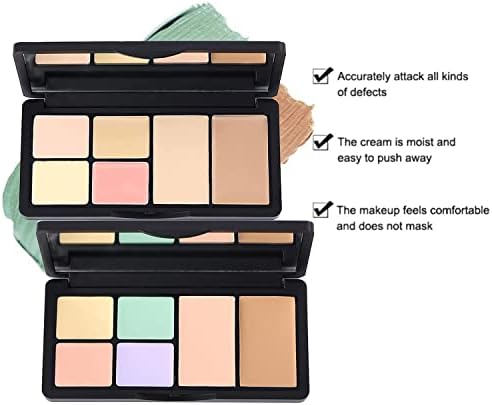 6 Colors Correcting Concealer Palette, Makeup Cream Contour Palette with Brush, Contouring Foundation Highlighting Concealer Palette for Conceals Dark Circles, Redness, Acne, Blemish Eakroo