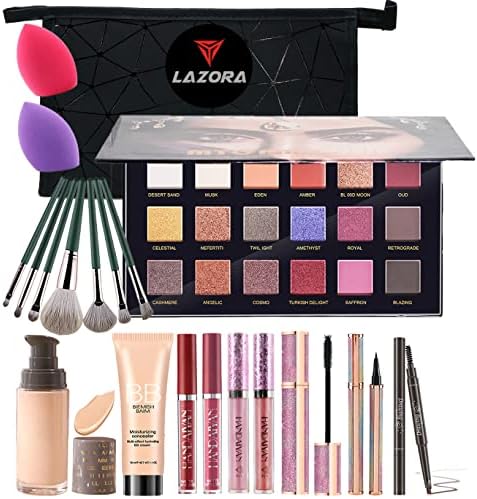 Makeup Kit for Women All in One Makeup Sets Makeup Kit for Women Full Kit Teens Makeup Essential Bundle Include 18 Color Eyeshadow Palette Set LAZORA