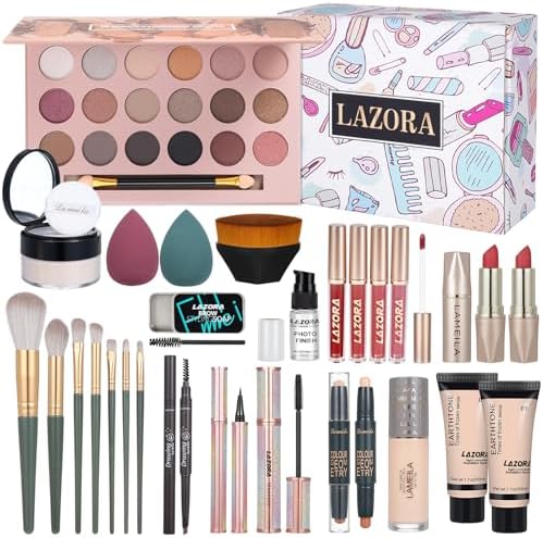 Makeup Kit for Women All in One Makeup Sets Makeup Kit for Women Full Kit Teens Makeup Essential Bundle Include 18 Color Eyeshadow Palette Set LAZORA