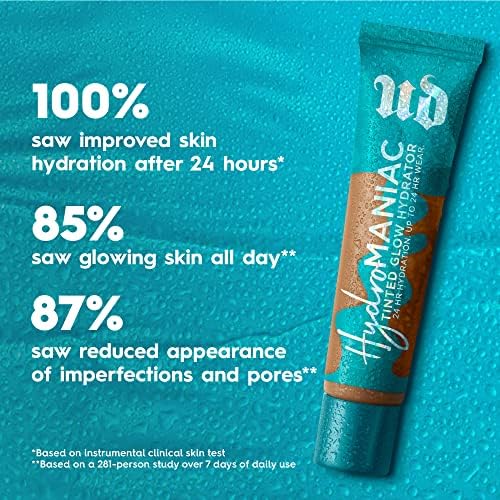 Urban Decay Hydromaniac Dewy Foundation, Hydrating Tinted Moisturizer for Dry Skin, Buildable Medium Coverage, with Kombucha Filtrate & Marula Oil, Non-comedogenic, Vegan, Cruelty-free - 1.1 fl oz Urban Decay