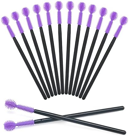 50PCS Disposable Silicone Eyelash Mascara Wands Brushes, Ball-Shape Eyelash Brush, Cosmetic Eyelash Extension Applicators Professional Makeup Tool Set (Black) G2PLUS