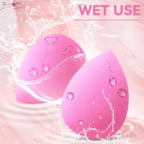 6 PCS Makeup Sponges Set, Makeup Sponges for Foundation, Latex Free Beauty Sponges, Flawless for Liquid, Cream and Powder, Pink Facemade