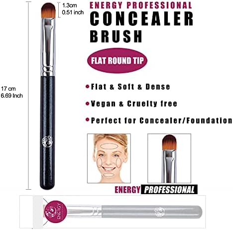 ENERGY Concealer Brush Under Eye Dual Airbrush Eyeshadow Blending Brushes with Cap - Blending,Buffing,Higlighting and Concealing with Liquid,Powder,Concealer,Cream,Highlighter 2-in-1 Eye Brushes Energy