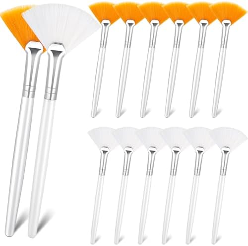 Patelai 14 Pieces Fan Brushes Facial Applicator Brush Soft Fan Brushes Acid Applicator Brush Cosmetic Makeup Applicator Tools for Mud Cream (Крем) (Brown) Patelai