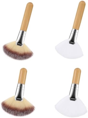 4Pcs Fluffy Facial Brushes Esthetician Fan Brushes Esthetician Short Handle Fan Brush Soft Bristle Highlighter Brush Face Makeup Tools for Powder (Порошок) Blush Body Powder Brush Lusofie