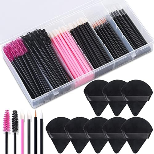 Disposable Makeup Accessories with Makeup Applicators Triangle Makeup Puffs, Mascara wands, Disposable Lip Applicators, liner Brushes Makeup Tools for Makeup Artist Supplies Shynek