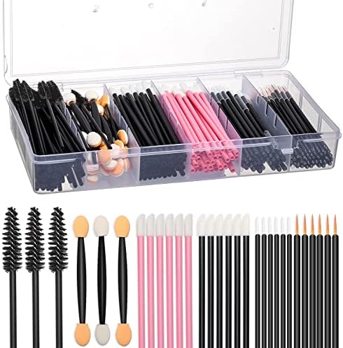 300pcs Disposable Makeup Tool Kit,Brow brush/Mascara brush/Lip Applicators/Eyeshadow applicators/Eye liner brush,JASSINS Makeup Disposable Accessories With Organizer Box Jassins