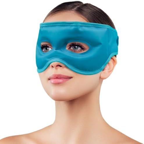 NEWGO Gel Eye Mask Reusable Cooling Eye Mak with Eye Holes, Cold Eye Mask Eye Ice Pack for Women Men, Cold Eye Compress for Puffy Eyes, Headache, Stress Relief, Dry Eyes Dark Circles (Blue) Newgo