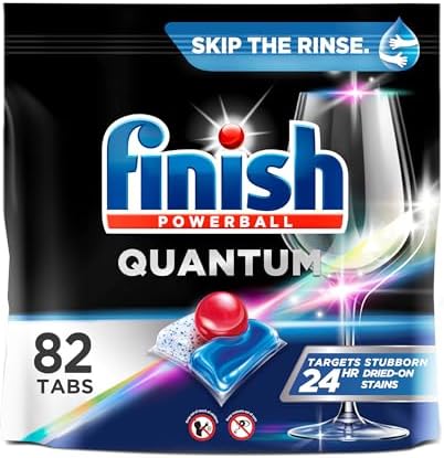 FINISH Quantum Powerball, Dishwasher Pods, Dishwasher Detergent Liquid, Dishwasher Soap, Advanced Clean & Shine, 82ct Dishwasher Tablets Finish