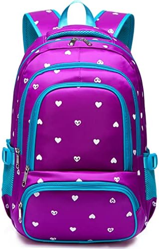 BLUEFAIRY Kids Backpack for Girls Elementary Primary Middle School Bag for Aged 8-10 for Teens Childs Bookbag Back to School Bag Mochilas Escolares para Niñas de 7 8 9 10 Tie-dye Purple Bluefairy