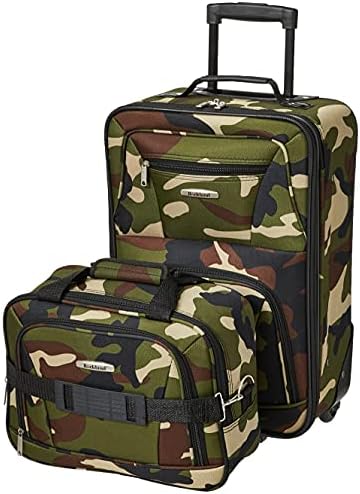 Rockland Fashion Softside Upright Luggage Set,Expandable, Wheel, Telescopic Handle, Camouflage, 2-Piece (14/19) Rockland