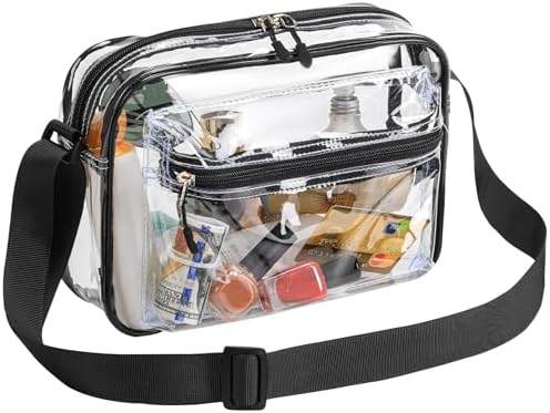 Clear messenger shoulder bag plastic womens crossbody stadium transparent purse work concerts see through CLEKEGBAG