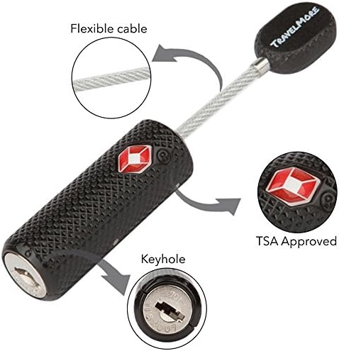 Аксессуары для путешествий TravelMore TSA Approved Luggage Lock с ключами – Черный TravelMore