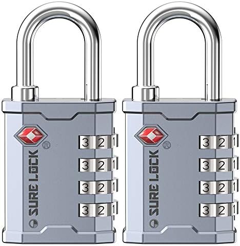 SURE LOCK TSA Accepted Heavy Duty Big Combination Luggage Padlock for Gun Cases, Transporting Equipment Cases in Trade Show, Music and Medical Industries (2, Black) Sure Lock