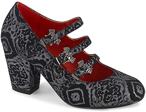 Demonia Women's Steampunk Maryjane Pumps Vivika-38 Faux Nubuck Demonia