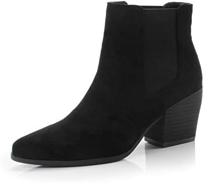 DUNION Bliss Women's Comfortable Chunky Heel Dress Boot Fashion Chelsea Ankle Bootie Dunion