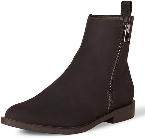 Женские Ботильоны и ботинки до щиколотки Amazon Essentials Flat Ankle Boot с внешней застежкой на молнии Amazon Essentials