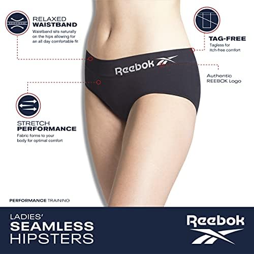 Reebok Women's Briefs Underwear - 4 Pack Seamless Stretch Performance High Cut or Boyshorts Panties for Women (Sizes: S-XL) Reebok