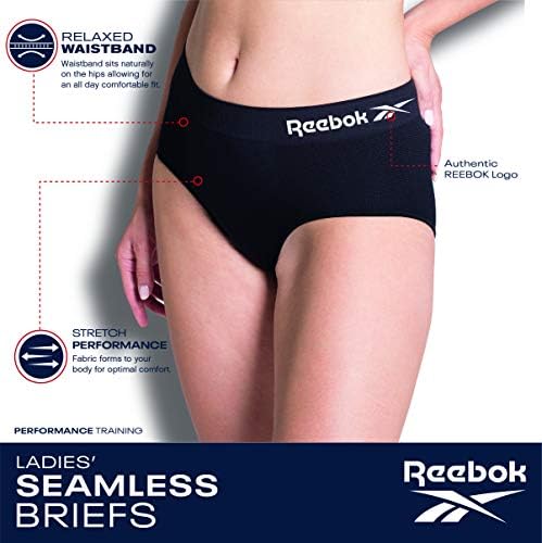 Reebok Women's Briefs - 10 Pack High Waist Stretch Performance Seamless Panties - High Waisted Underwear for Women (S-XL) Reebok