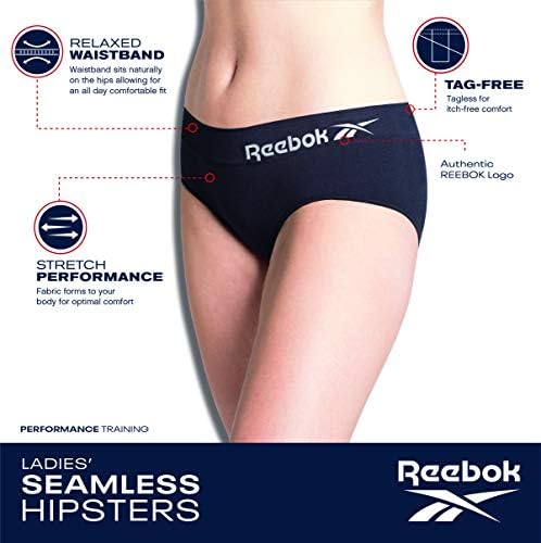 Reebok Women's Underwear Seamless Hipster Briefs (5 Pack), Size X-Large, BlackNudeHot PinkPink RoseGrey Reebok