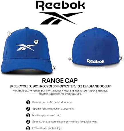 Бейсболка Reebok Range Active Stretch Fabric для мужчин и женщин (один размер подходит большинству) Reebok