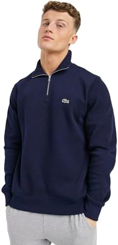 Lacoste Mens Long Sleeve Quarter Zip Cotton Sweatshirt Lacoste