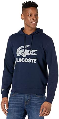 Lacoste Men's Long Sleeve Flocked Graphic Croc Hooded Sweatshirt Lacoste