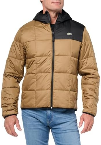 Lacoste Men's Colorblock Quilted Jacket with Hood Lacoste