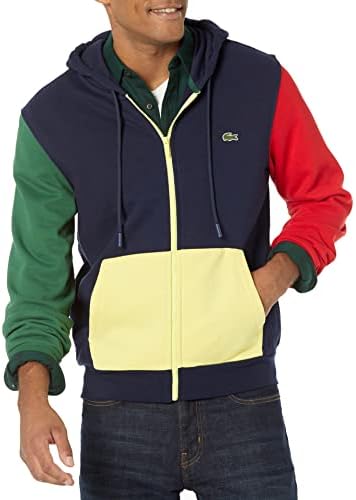 Lacoste Men's Ls Colorblock Full Zip with Badge on Left Chest Lacoste