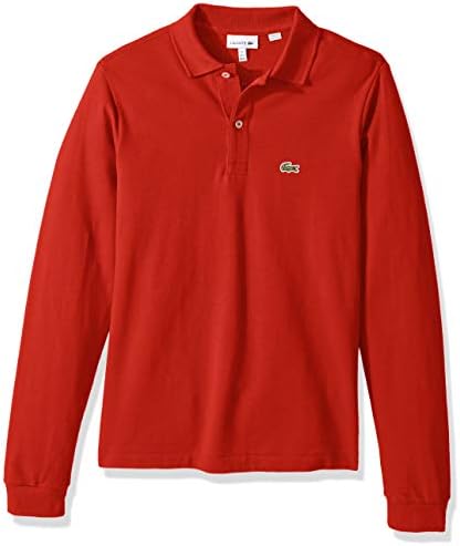 Lacoste Little Boy's Boy Long Sleeve Classic Solid Pique Polo Shirt, red, 1YR Lacoste