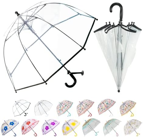 LLanxiry Umbrella Kids Clear Bubble Auto Open Umbrellas for Rain Children's Safe Transparent Dome Waterproof Stick Lightweight Umbrella for Boys Girls LLanxiry