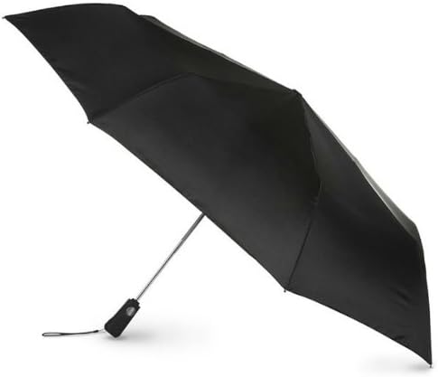 Totes Blue Line Golf Size Auto Open/Close Umbrella, Water Repellent Canopy, Black Totes