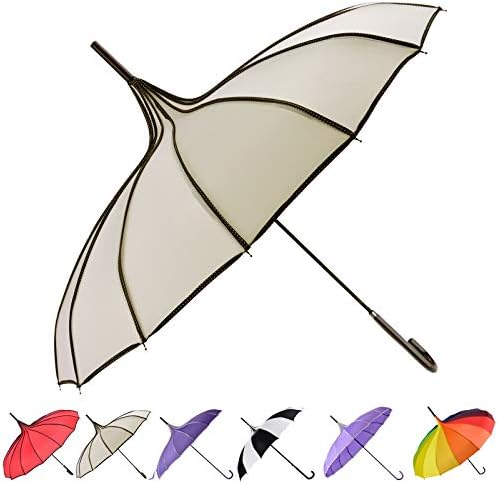 Outgeek Umbrella Retro Pagoda Umbrella Parasol Umbrella Sun Umbrella UV Protection Umbrella Retro with Hook Handle Outgeek