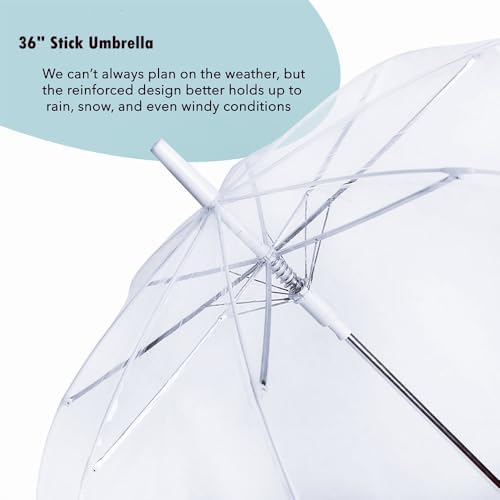 12 Pcs Umbrella Wedding Style Stick Umbrellas Large Windproof Bubble Umbrellas Rain Umbrellas with J Hook Handle for Bride Groom Gift Kvittra