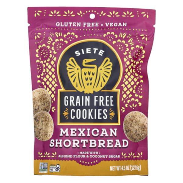 Grain Free Cookies, Mexican Shortbread , 4.5 oz (Унции) (127.6 g) Siete