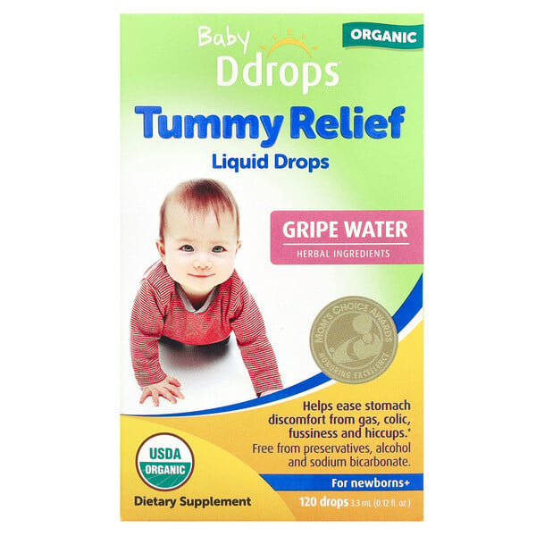 Baby, Organic Tummy Relief Liquid Drops, For Newborns+, 120 Drops, 0.12 fl oz (3.3 ml) Ddrops