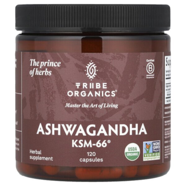 Ashwagandha KSM-66®, 120 Capsules TRIBE ORGANICS