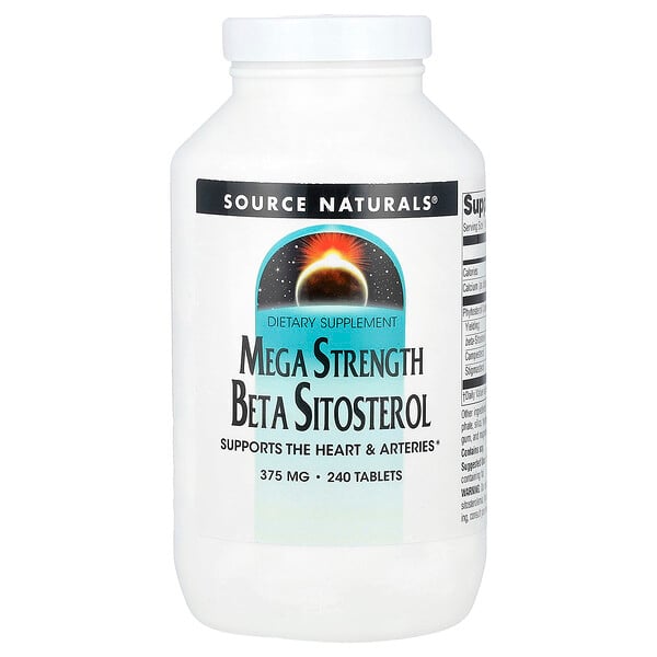 Mega Strength Beta Sitosterol, 375 mg, 240 Tablets Source Naturals