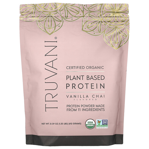 Certified Organic Plant Based Protein, Vanilla Chai, 1.35 lbs (612 g) Truvani