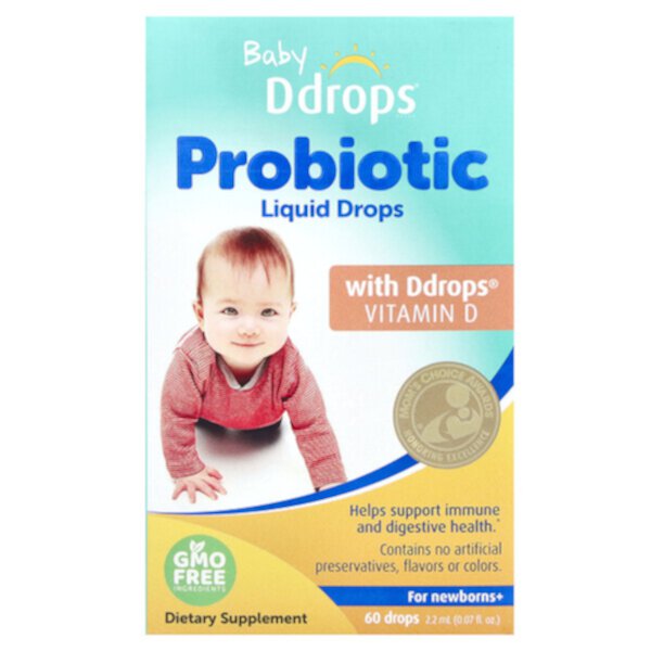 Baby, Probiotic Liquid Drops, For Newborns+, 60 Drops, 0.07 fl oz (2.2 ml) Ddrops