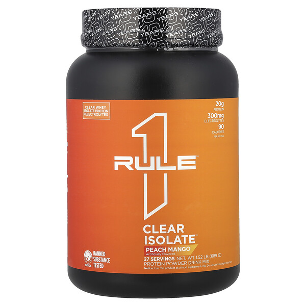 Clear Isolate™, Peach Mango, 1.52 lb (689 g) Rule One Proteins