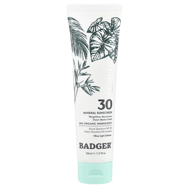 Face Mineral Sunscreen, SPF 30, 1.7 fl oz (50 ml) Badger