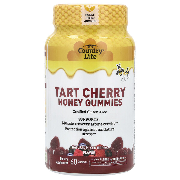 Tart Cherry Honey Gummies, Natural Mixed Berry, 60 Gummies Country Life