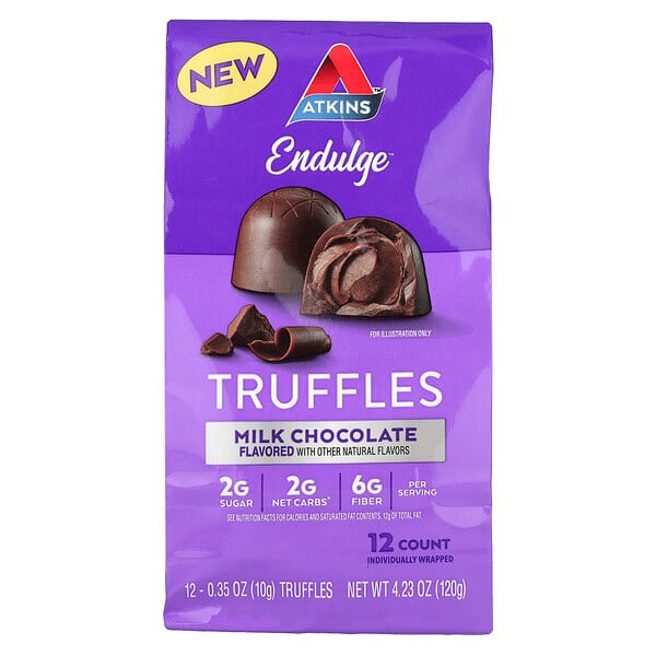 Endulge™, Truffles, Milk Chocolate, 12 Count, 0.35 oz (Унции) (10 g) Each Atkins