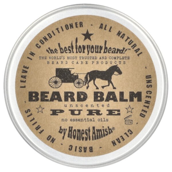 Pure Beard Balm, Unscented, 2 oz (60 ml) Honest Amish